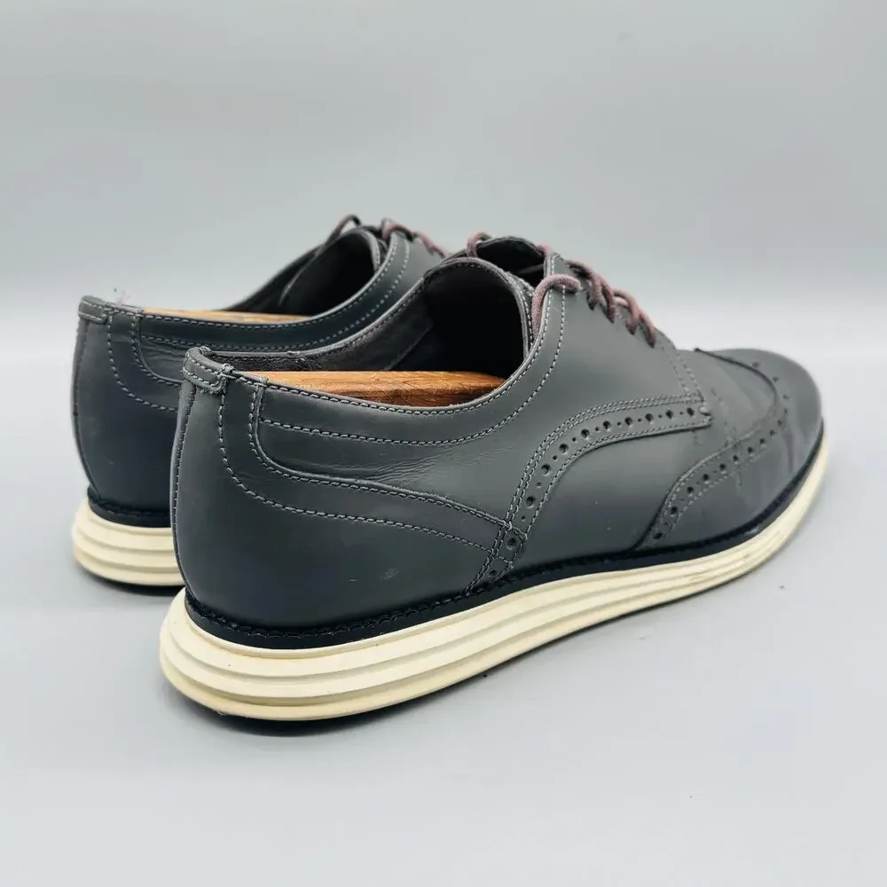 Cole Haan Shoes Mens 9.5 Gray Leather OriginalGrand Wingtip Oxford Dress Brogue